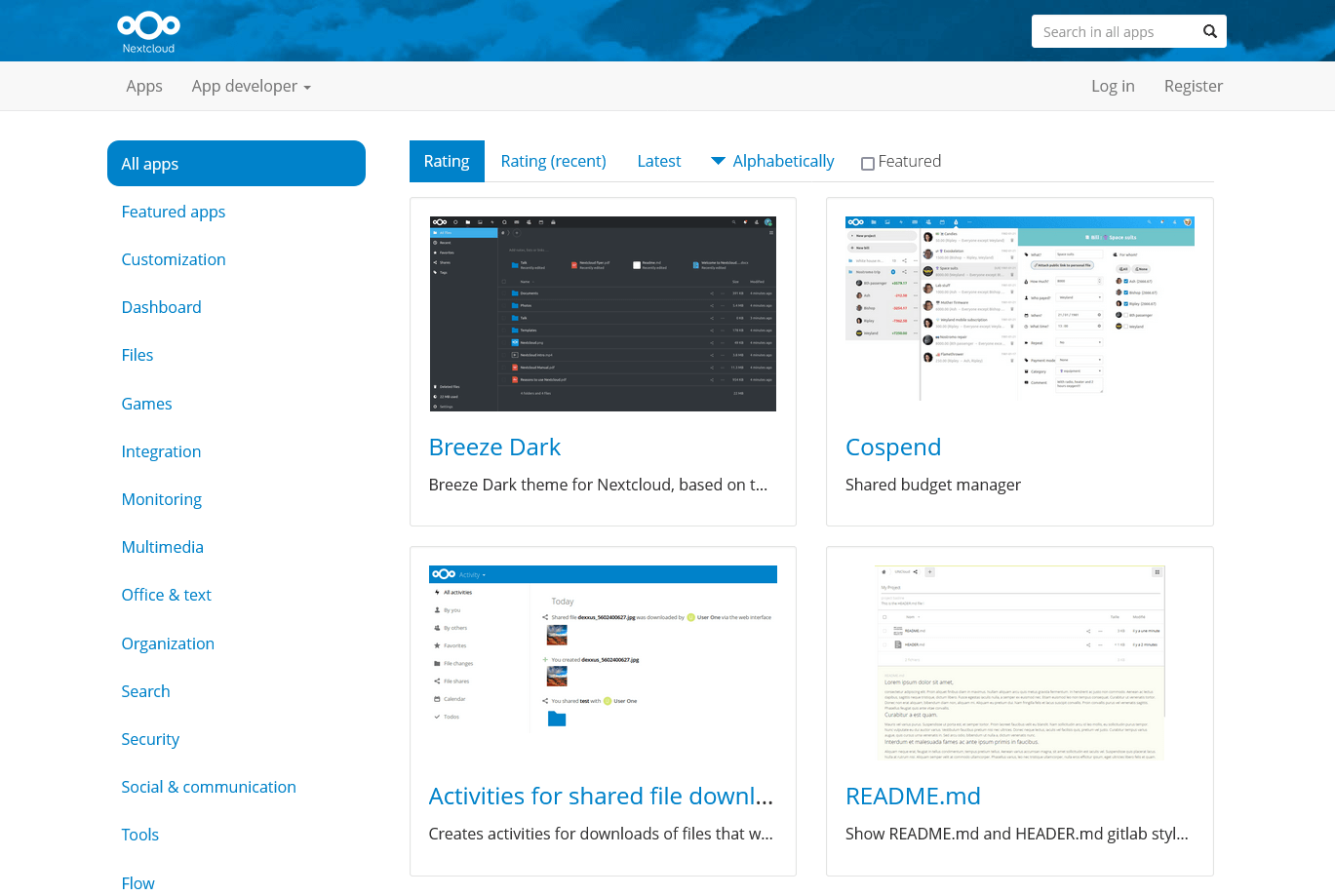 Nextcloud App Store - sharing and collaboration cloud storage