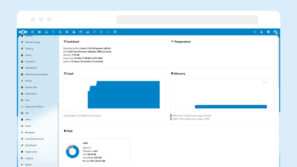 Nextcloud monitoring and auditing logs