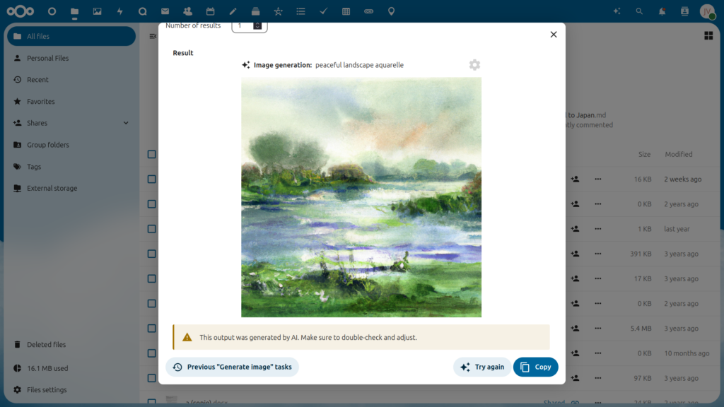 L'assistant IA de Nextcloud affiche des résultats de conversion de texte en image