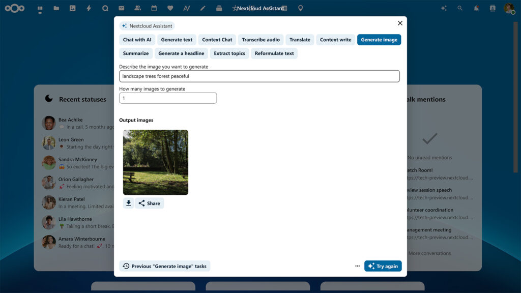 Nextcloud Hub 9 AI image generation