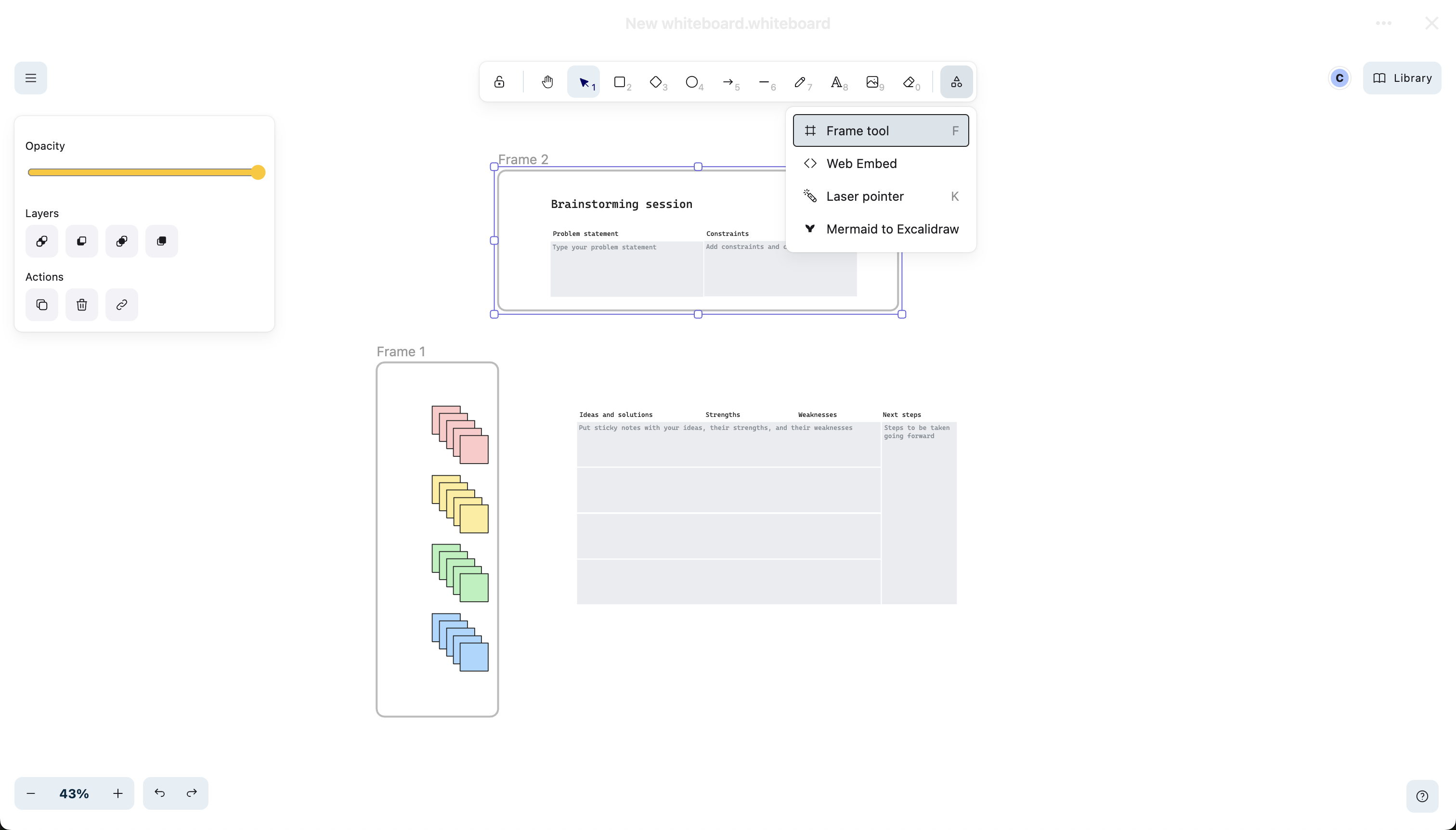 Nextcloud Whiteboard - frame tool