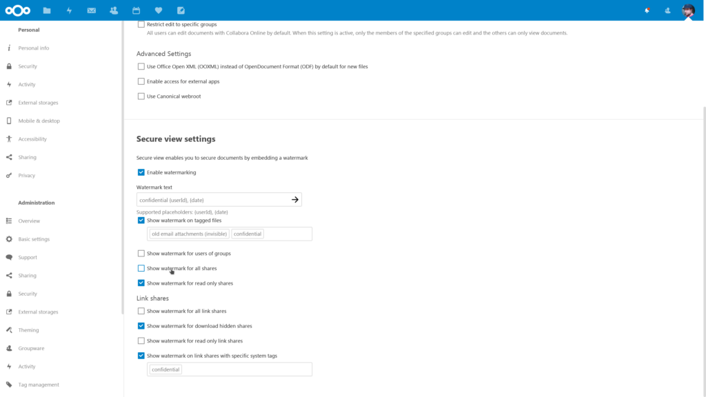 Configuring Secure View in Collabora