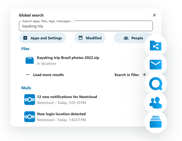 Global Search apps  - Nextcloud Hub 7